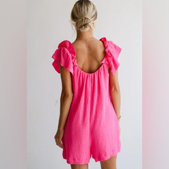 NWT Ces Femme DressUp Radiant Flair Hot Pink Romper Lined Size Medium - Picture 6 of 15